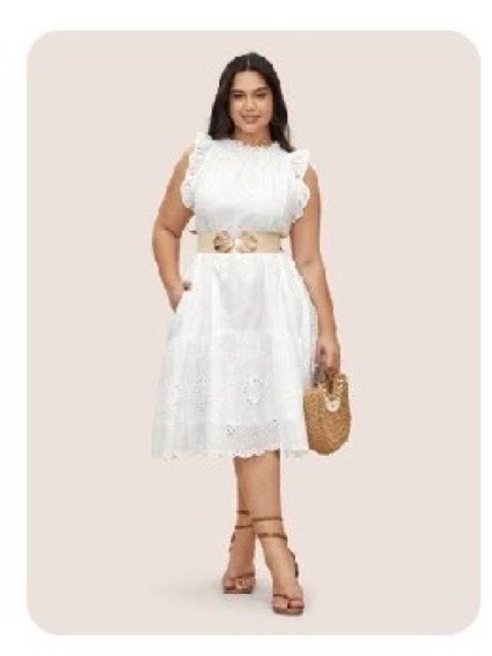 BloomChic White Eyelet Ruffle Sleeve Summer Dress